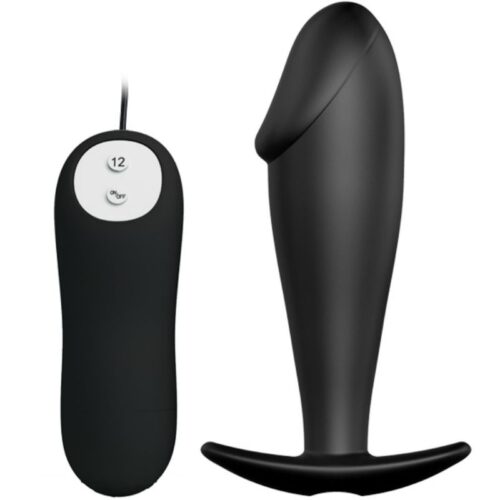 PRETTY LOVE – PLUG ANAL SILICONA FORMA PENE Y 12 MODOS VIBRACIÓN NEGRO