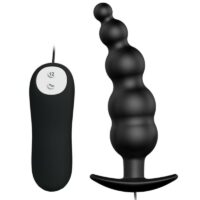 PRETTY LOVE - PLUG ANAL SILICONA ESTIMULACIÓN EXTRA Y 12 MODOS VIBRACIÓN NEGRO CONTROL REMOTO