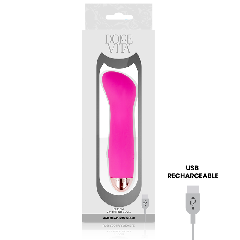 DOLCE VITA - VIBRADOR RECARGABLE ONE ROSA 7 VELOCIDADES 3 DOLCE VITA - VIBRADOR RECARGABLE ONE ROSA 7 VELOCIDADES - Imagen 3