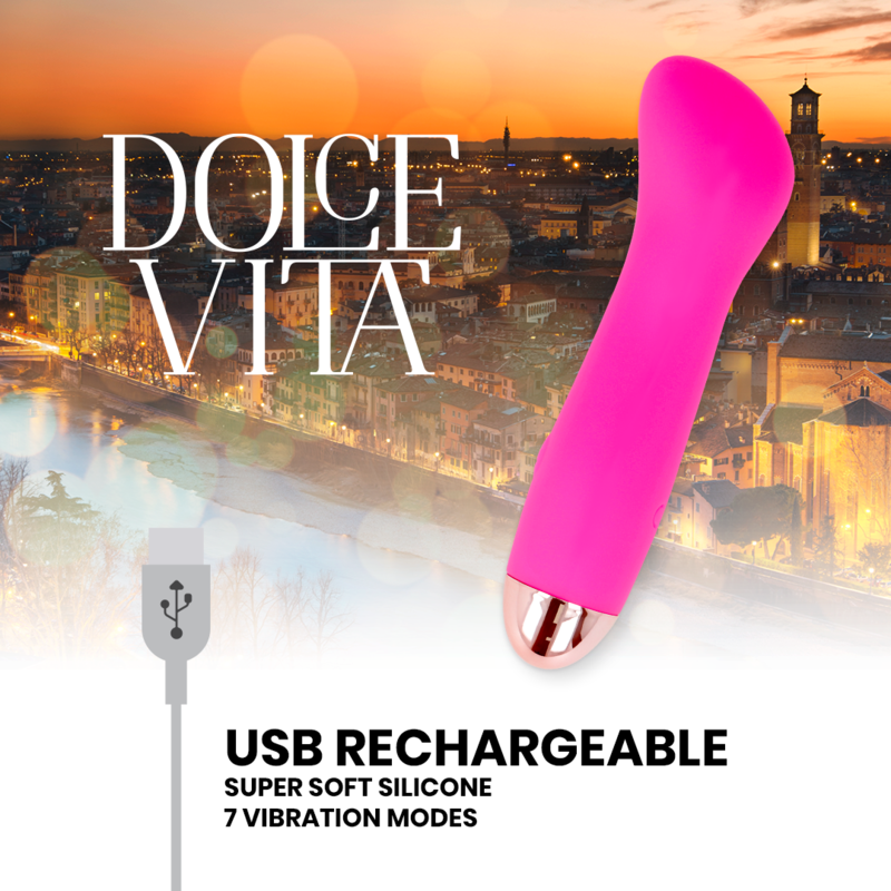 DOLCE VITA - VIBRADOR RECARGABLE ONE ROSA 7 VELOCIDADES 2 DOLCE VITA - VIBRADOR RECARGABLE ONE ROSA 7 VELOCIDADES - Imagen 2