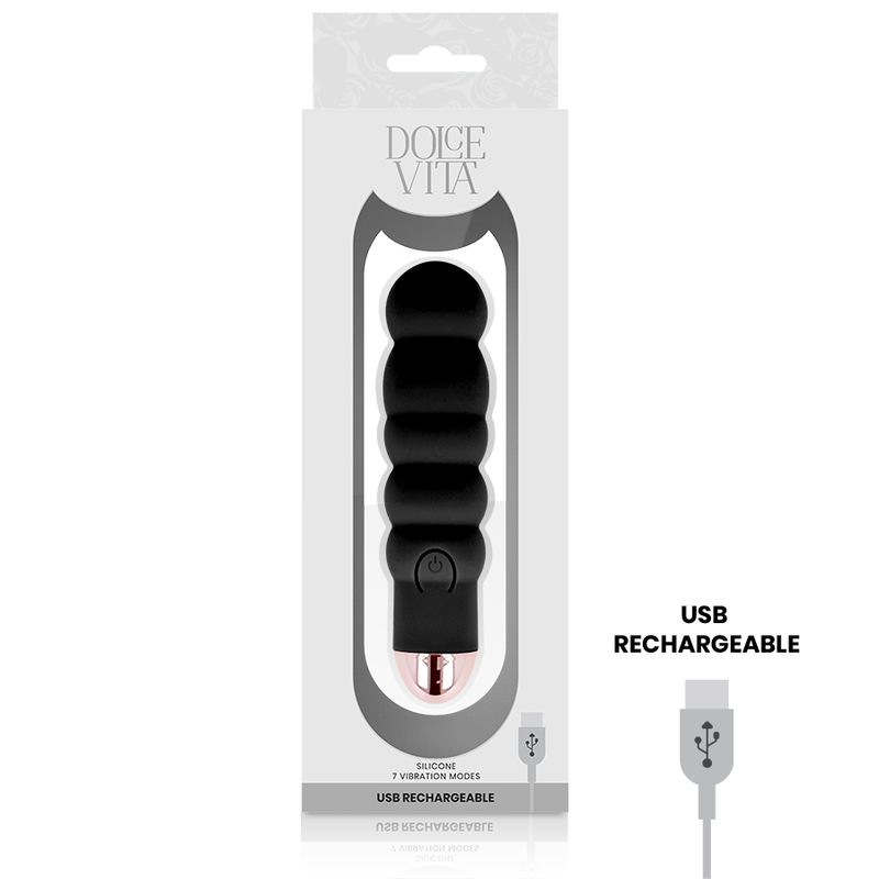DOLCE VITA - VIBRADOR RECARGABLE SIX NEGRO 7 VELOCIDADES 2 DOLCE VITA - VIBRADOR RECARGABLE SIX NEGRO 7 VELOCIDADES - Imagen 2