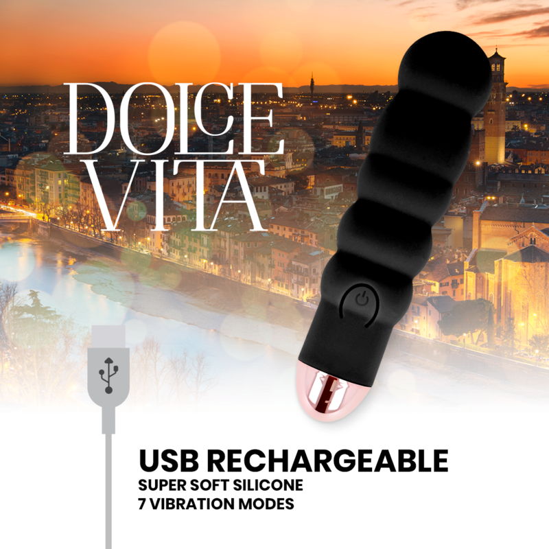 DOLCE VITA - VIBRADOR RECARGABLE SIX NEGRO 7 VELOCIDADES 3 DOLCE VITA - VIBRADOR RECARGABLE SIX NEGRO 7 VELOCIDADES - Imagen 3