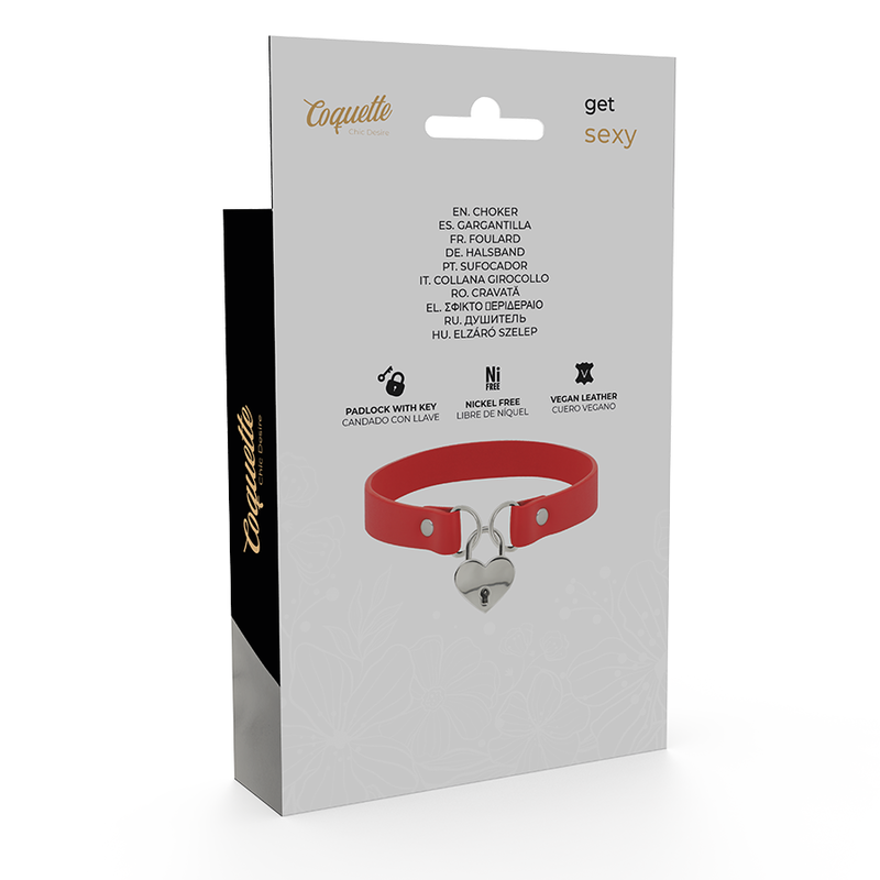 COQUETTE CHIC DESIRE - COLLAR CUERO VEGANO ROJO ACCESORIO CORAZÓN CON LLAVE 6 COQUETTE CHIC DESIRE - COLLAR CUERO VEGANO ROJO ACCESORIO CORAZÓN CON LLAVE - Imagen 6