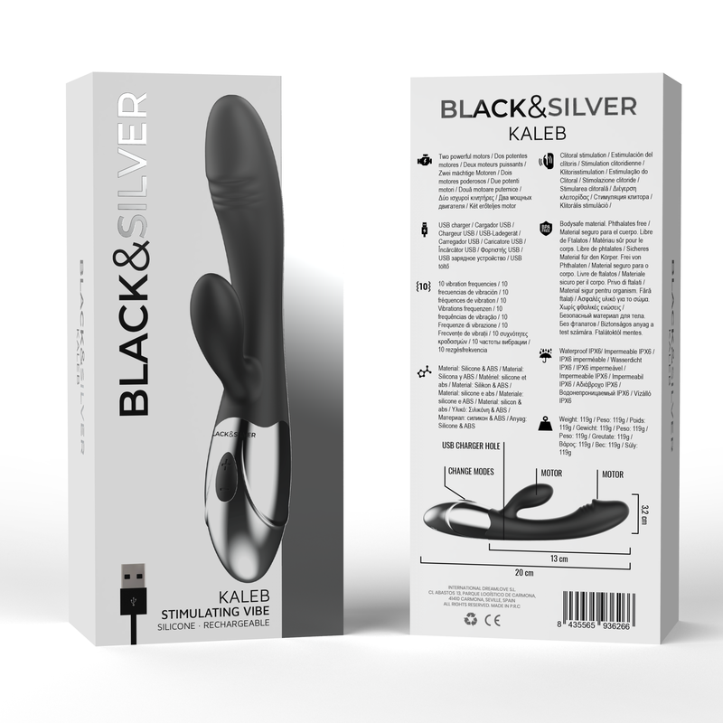 BLACK&SILVER - KALEB VIBRADOR RABBIT SILICON MILTI FUNCION 7 BLACK&SILVER - KALEB VIBRADOR RABBIT SILICON MILTI FUNCION - Imagen 7
