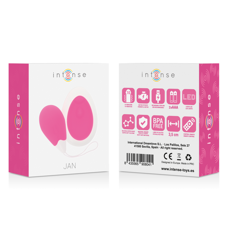 INTENSE - JAN HUEVO VIBRADOR CONTROL REMOTO ROSA 2 INTENSE - JAN HUEVO VIBRADOR CONTROL REMOTO ROSA - Imagen 2