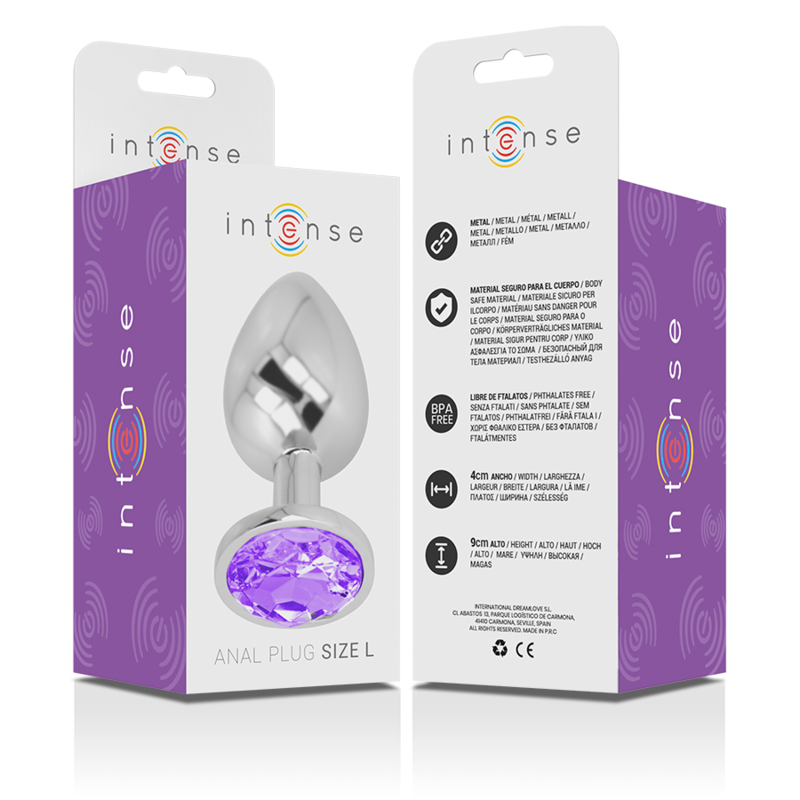 INTENSE - PLUG ANAL METAL ALUMINIO CON CRISTAL VIOLETA TALLA L 3 INTENSE - PLUG ANAL METAL ALUMINIO CON CRISTAL VIOLETA TALLA L - Imagen 3