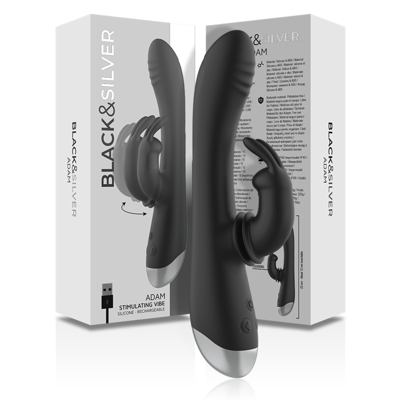 BLACK&SILVER - DJ. ADAM ESTIMULADOR RABBIT SILICONA RECARGABLE NEGRO 8 BLACK&SILVER - DJ. ADAM ESTIMULADOR RABBIT SILICONA RECARGABLE NEGRO - Imagen 8