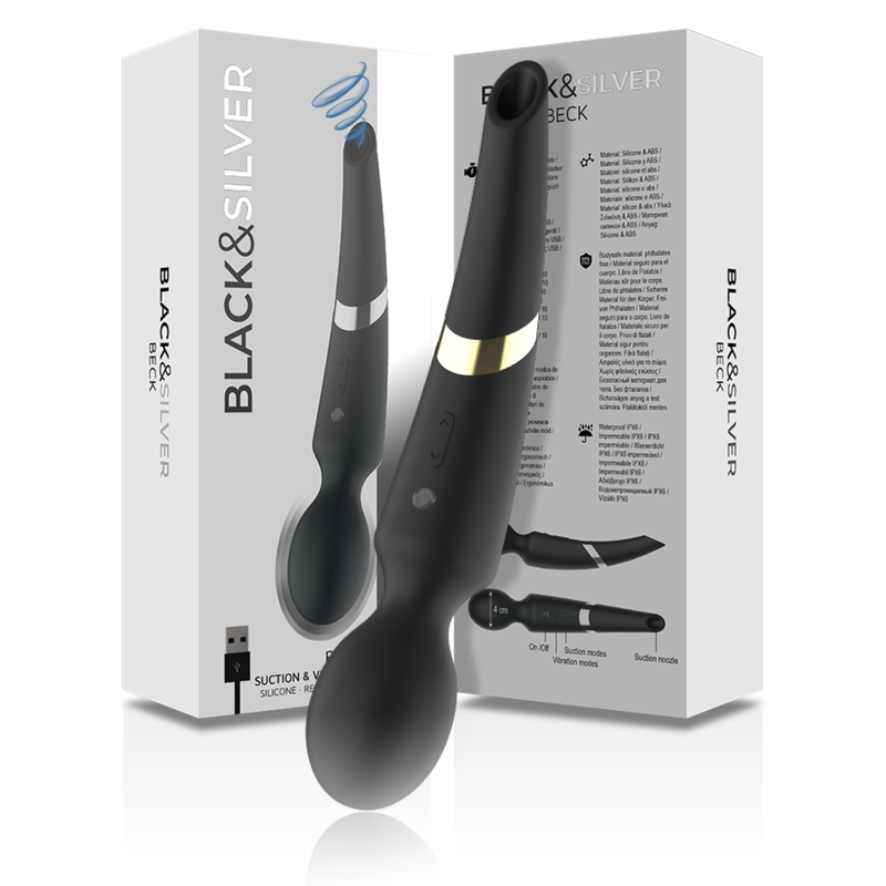 BLACK&SILVER - BECK WAND Y SUCCIONADOR 2 EN 1 SILICONA 2 BLACK&SILVER - BECK WAND Y SUCCIONADOR 2 EN 1 SILICONA - Imagen 2