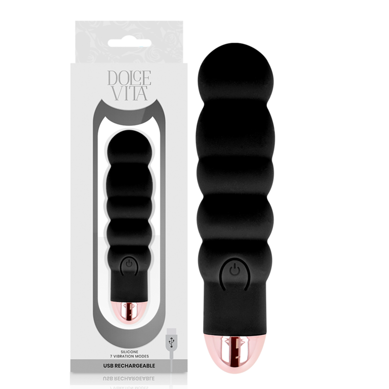 DOLCE VITA - VIBRADOR RECARGABLE SIX NEGRO 7 VELOCIDADES 4 DOLCE VITA - VIBRADOR RECARGABLE SIX NEGRO 7 VELOCIDADES - Imagen 4