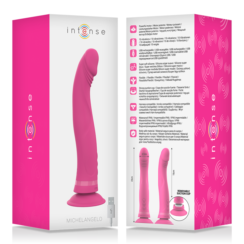INTENSE - MICHELANGELO DILDO VIBRADOR SILICONA ROSA 5 INTENSE - MICHELANGELO DILDO VIBRADOR SILICONA ROSA - Imagen 5
