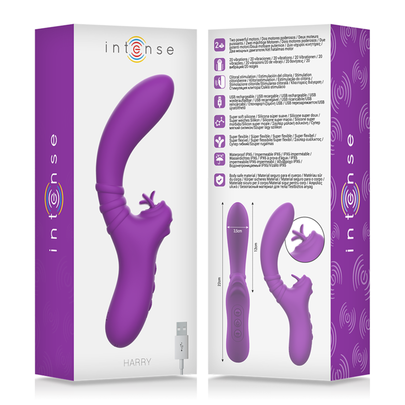 INTENSE - HARRY VIBRADOR FLEXIBLE CON LENGUA MORADO 5 INTENSE - HARRY VIBRADOR FLEXIBLE CON LENGUA MORADO - Imagen 5