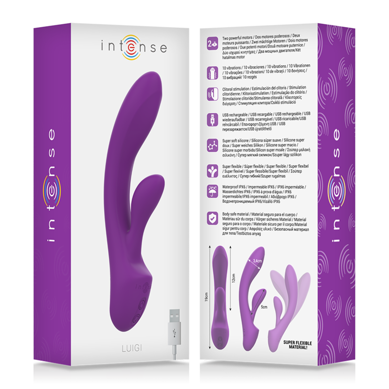 INTENSE - LUIGI VIBRADOR RABBIT SILICONA LIQUIDA MORADO 2 INTENSE - LUIGI VIBRADOR RABBIT SILICONA LIQUIDA MORADO - Imagen 2
