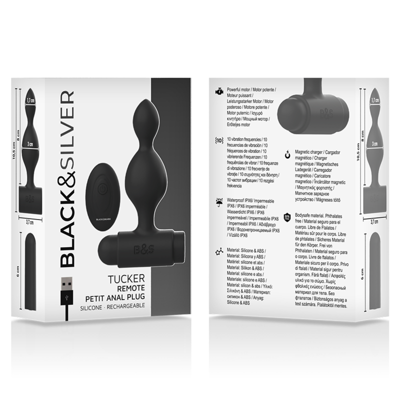 BLACK&SILVER - TUCKER PEQUEÑO PLUG ANAL SILICONA CONTROL REMOTO 5 BLACK&SILVER - TUCKER PEQUEÑO PLUG ANAL SILICONA CONTROL REMOTO - Imagen 5