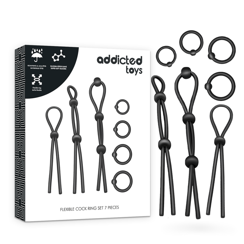 ADDICTED TOYS - KIT DE 7 ANILLAS SILICONA FLEXIBLE 8 ADDICTED TOYS - KIT DE 7 ANILLAS SILICONA FLEXIBLE - Imagen 8