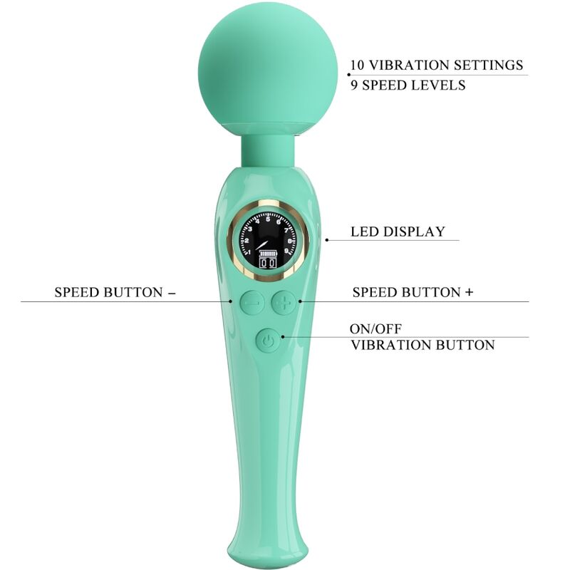PRETTY LOVE - SKYLER VIBRADOR WAND VERDE 7 PRETTY LOVE - SKYLER VIBRADOR WAND VERDE - Imagen 7