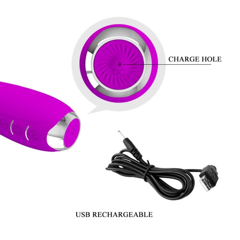 PRETTY LOVE - HECTOR VIBRADOR ELECTROSHOCK RECARGABLE & IMPERMEABLE MORADO 6 PRETTY LOVE - HECTOR VIBRADOR ELECTROSHOCK RECARGABLE & IMPERMEABLE MORADO - Imagen 6