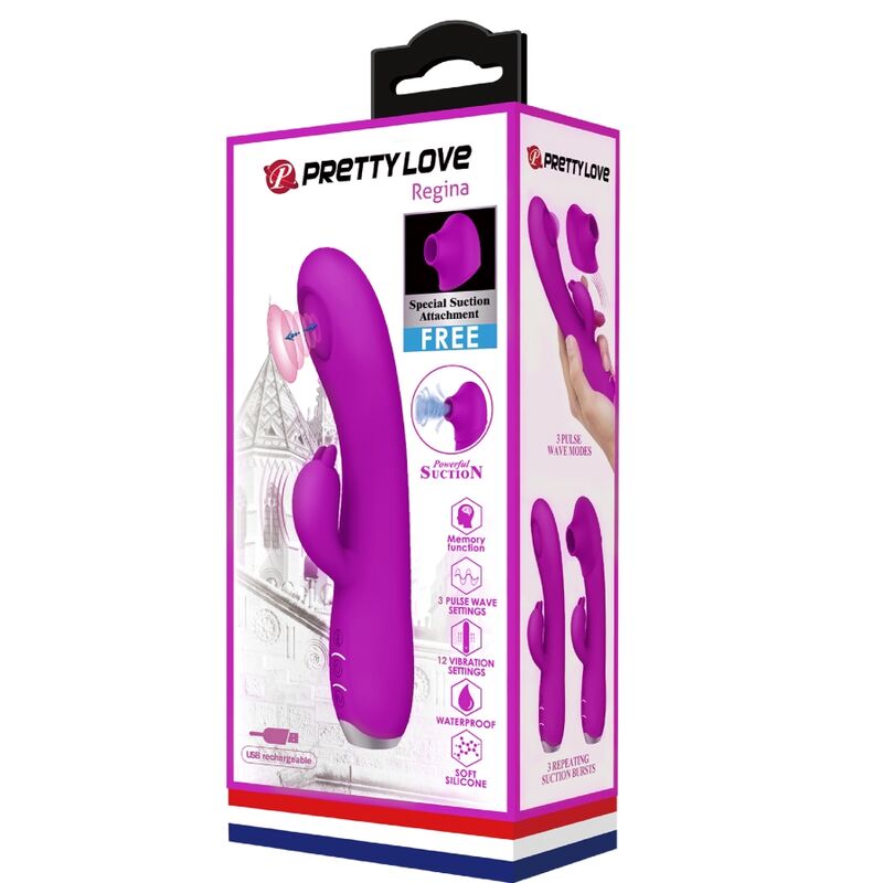 PRETTY LOVE - REGINA VIBRADOR-SUCCIONADOR RECARGABLE MORADO 10 PRETTY LOVE - REGINA VIBRADOR-SUCCIONADOR RECARGABLE MORADO - Imagen 10