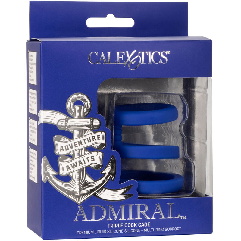 CALEXOTICS - ADMIRAL JAULA TRIPLE PARA PENE AZUL 2 CALEXOTICS - ADMIRAL JAULA TRIPLE PARA PENE AZUL - Imagen 2