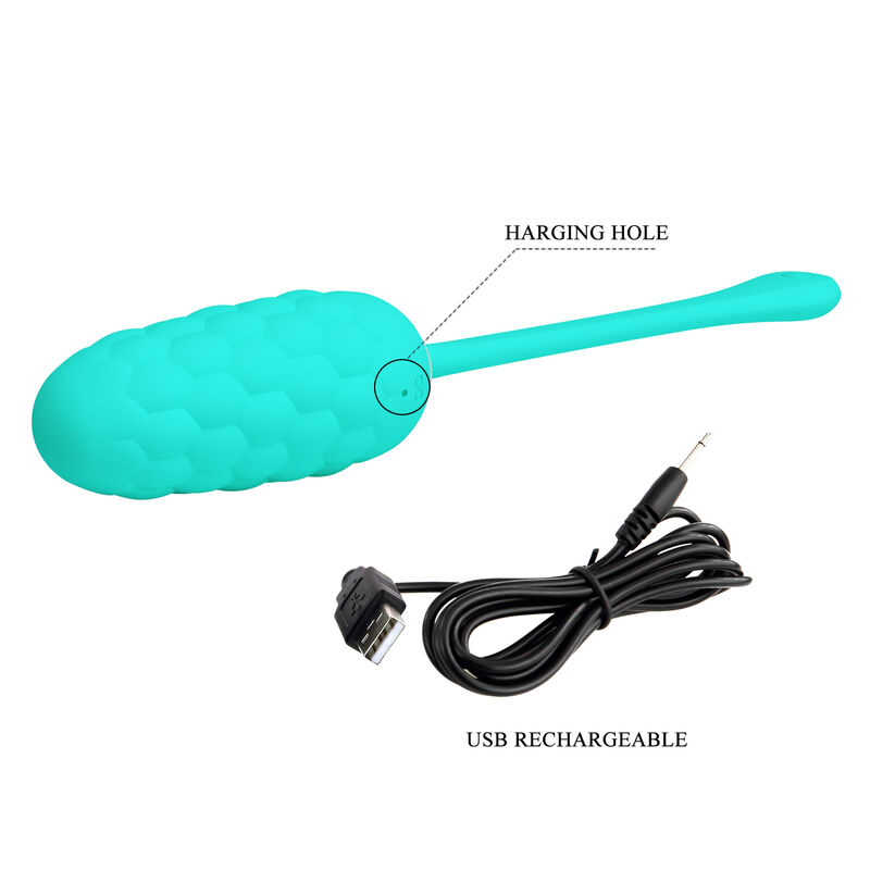 PRETTY LOVE - HUEVO VIBRADOR CON TEXTURA MARINA RECARGABLE VERDE AGUA 2 PRETTY LOVE - HUEVO VIBRADOR CON TEXTURA MARINA RECARGABLE VERDE AGUA - Imagen 2