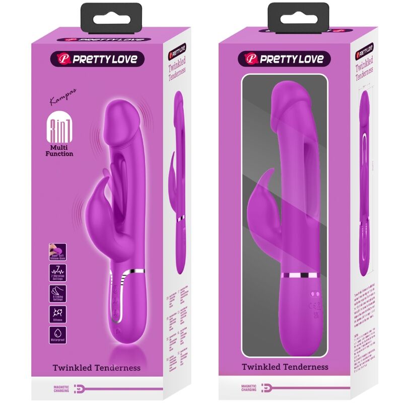 PRETTY LOVE - KAMPAS VIBRADOR RABBIT 3 EN 1 MULTIFUNCIÓN CON LENGUA FUCSIA 2 PRETTY LOVE - KAMPAS VIBRADOR RABBIT 3 EN 1 MULTIFUNCIÓN CON LENGUA FUCSIA - Imagen 2