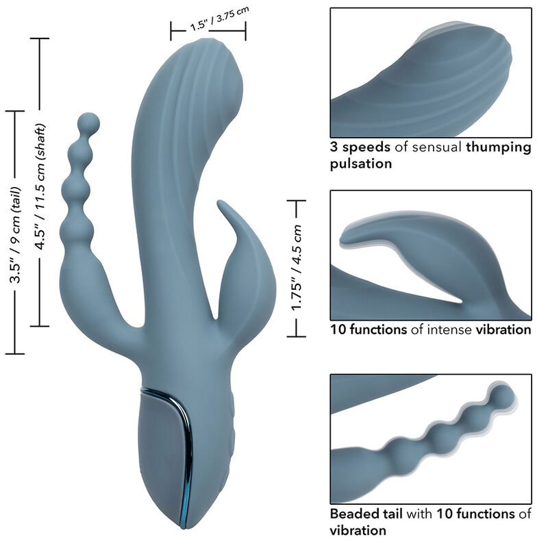 CALEXOTICS - VIBRADOR TRIPLE ÉXTASIS GRIS 5 CALEXOTICS - VIBRADOR TRIPLE ÉXTASIS GRIS - Imagen 5