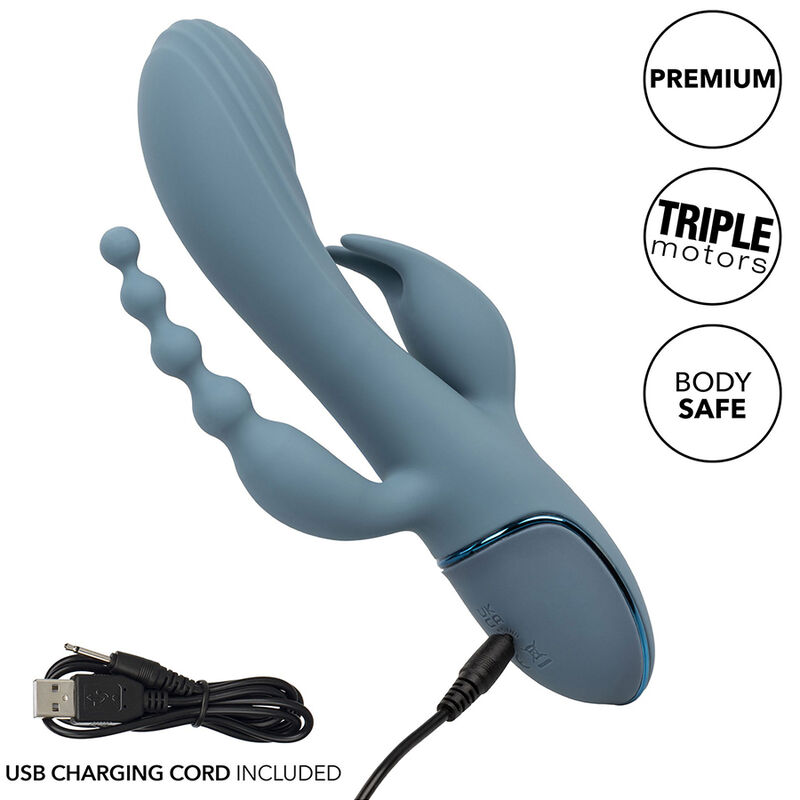 CALEXOTICS - VIBRADOR TRIPLE ÉXTASIS GRIS 4 CALEXOTICS - VIBRADOR TRIPLE ÉXTASIS GRIS - Imagen 4
