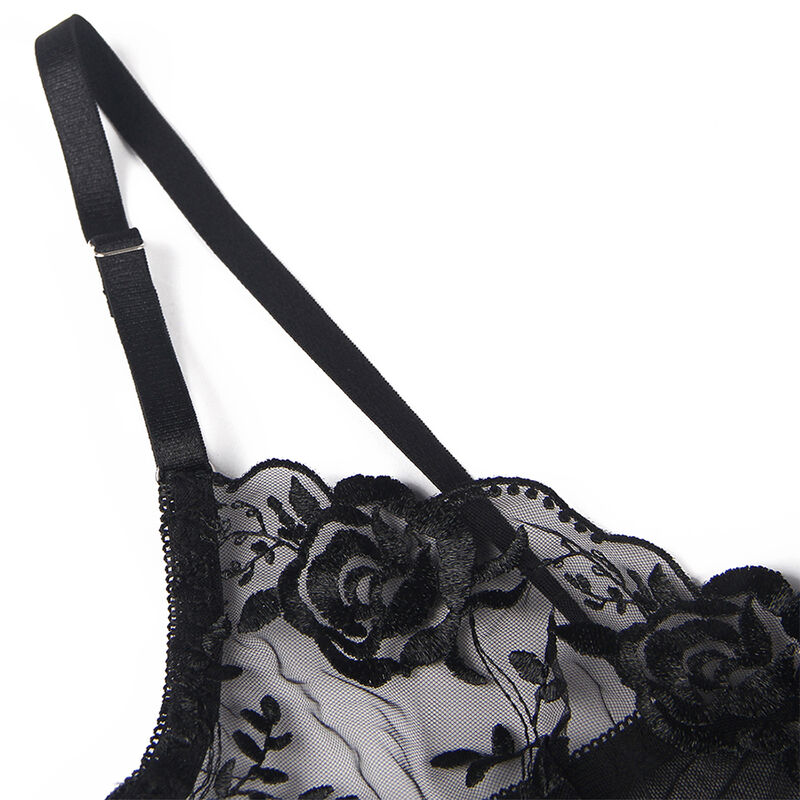 SUBBLIME - SET DE 3 PIEZAS SUJETADOR + TANGA + LIGA ESTAMPADO FLORAL NEGRO S/M 3 SUBBLIME - SET DE 3 PIEZAS SUJETADOR + TANGA + LIGA ESTAMPADO FLORAL NEGRO S/M - Imagen 3