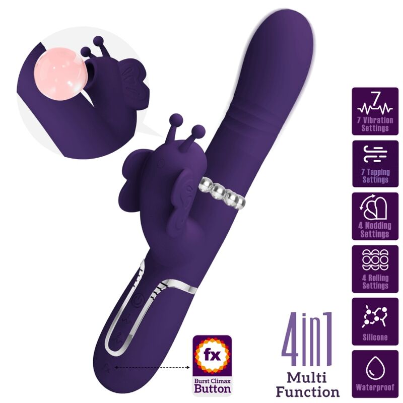 PRETTY LOVE - VIBRADOR RABBIT MULTIFUNCIÓN 4 EN 1 MARIPOSA MORADO 5 PRETTY LOVE - VIBRADOR RABBIT MULTIFUNCIÓN 4 EN 1 MARIPOSA MORADO - Imagen 5