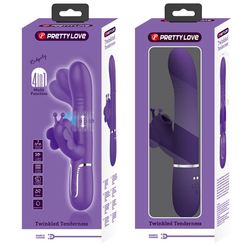 PRETTY LOVE - VIBRADOR RABBIT MULTIFUNCIÓN 4 EN 1 MARIPOSA MORADO 2 PRETTY LOVE - VIBRADOR RABBIT MULTIFUNCIÓN 4 EN 1 MARIPOSA MORADO - Imagen 2