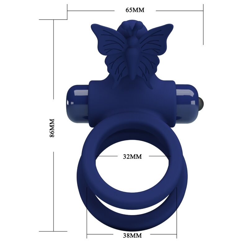 PRETTY LOVE - JAMELE DOBLE ANILLO CON VIBRACIÓN & ESTIMULADOR MARIPOSA AZUL 7 PRETTY LOVE - JAMELE DOBLE ANILLO CON VIBRACIÓN & ESTIMULADOR MARIPOSA AZUL - Imagen 7