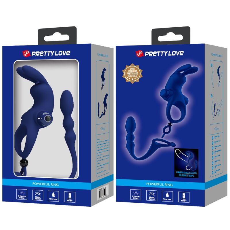 PRETTY LOVE - AYAD ANILLO VIBRADOR RABBIT CON PLUG AZUL 2 PRETTY LOVE - AYAD ANILLO VIBRADOR RABBIT CON PLUG AZUL - Imagen 2