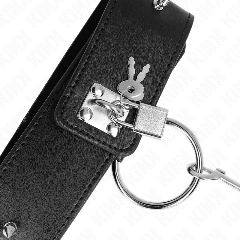 KINK - COLLAR CON CORREA 65 CM CON TACHUELAS PLATEADAS MODELO 2 AJUSTABLE 36-43 CM X 5 CM 4 KINK - COLLAR CON CORREA 65 CM CON TACHUELAS PLATEADAS MODELO 2 AJUSTABLE 36-43 CM X 5 CM - Imagen 4