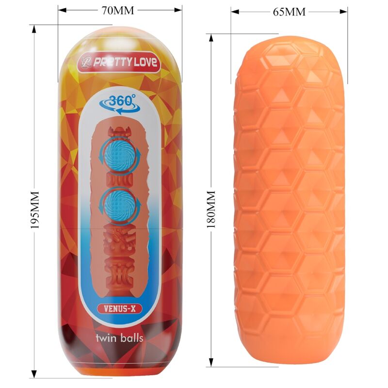 PRETTY LOVE - TWIN BALLS MASTURBADOR MASCULINO NARANJA 7 PRETTY LOVE - TWIN BALLS MASTURBADOR MASCULINO NARANJA - Imagen 7
