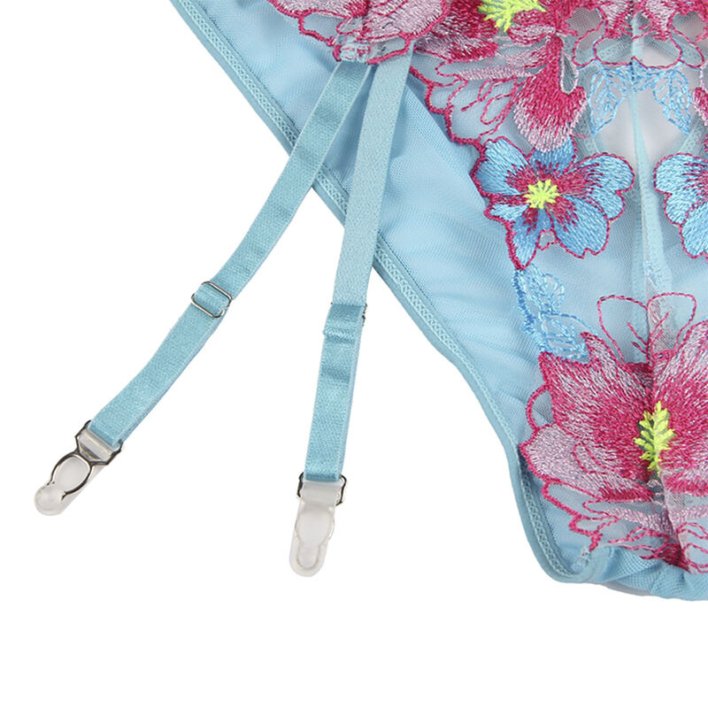 SUBBLIME - 954109 SUJETADOR + PANTIES CON LIGUERO DISEÑO FLORAL AZUL S/M 6 SUBBLIME - 954109 SUJETADOR + PANTIES CON LIGUERO DISEÑO FLORAL AZUL S/M - Imagen 6
