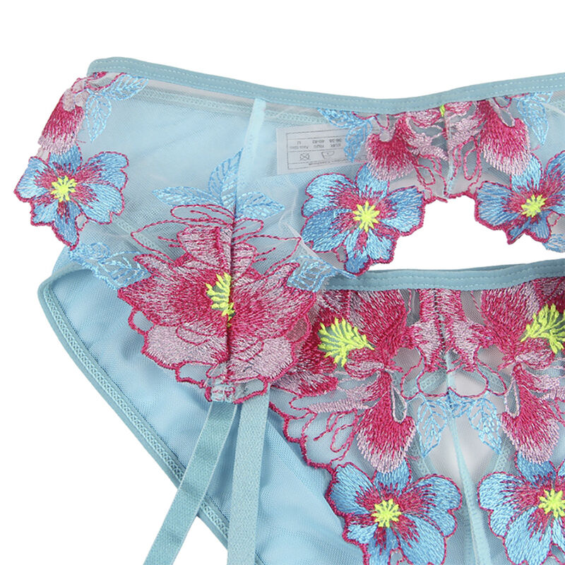 SUBBLIME - 954109 SUJETADOR + PANTIES CON LIGUERO DISEÑO FLORAL AZUL S/M 7 SUBBLIME - 954109 SUJETADOR + PANTIES CON LIGUERO DISEÑO FLORAL AZUL S/M - Imagen 7