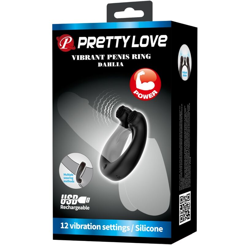 PRETTY LOVE - DAHLIA ANILLO VIBRADOR + ESTIMULADOR DE CLÍTOIS 12 VIBRACIONES NEGRO 9 PRETTY LOVE - DAHLIA ANILLO VIBRADOR + ESTIMULADOR DE CLÍTOIS 12 VIBRACIONES NEGRO - Imagen 9