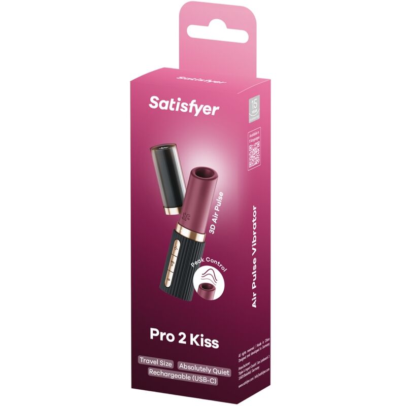 SATISFYER - PRO 2 KISS ESTIMULADOR CLÍTORIS POR ONDAS GRANATE / NEGRO 3 SATISFYER - PRO 2 KISS ESTIMULADOR CLÍTORIS POR ONDAS GRANATE / NEGRO - Imagen 3