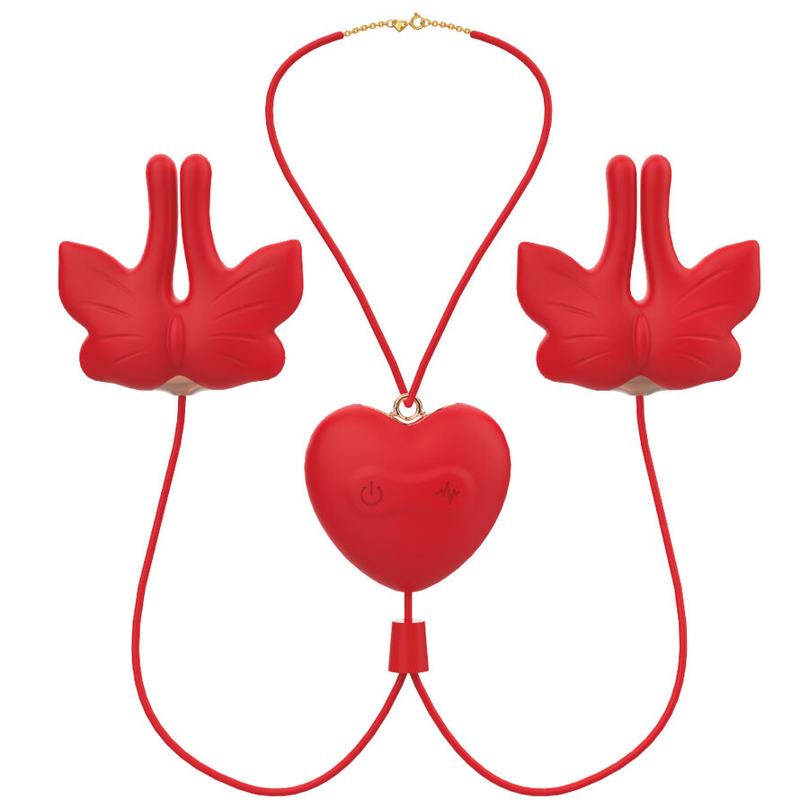 ARMONY - PINZAS PARA PEZONES MAGNÉTICA CON VIBRACIÓN FORMA MARIPOSA ROJO 3 ARMONY - PINZAS PARA PEZONES MAGNÉTICA CON VIBRACIÓN FORMA MARIPOSA ROJO - Imagen 3