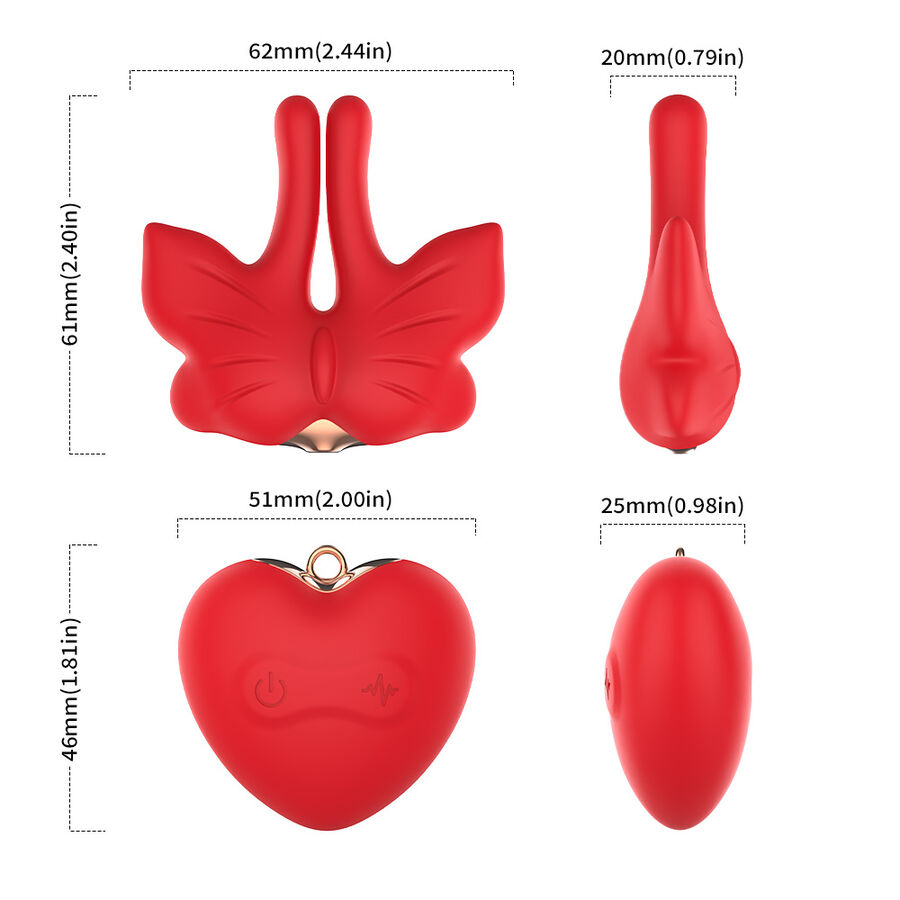 ARMONY - PINZAS PARA PEZONES MAGNÉTICA CON VIBRACIÓN FORMA MARIPOSA ROJO 9 ARMONY - PINZAS PARA PEZONES MAGNÉTICA CON VIBRACIÓN FORMA MARIPOSA ROJO - Imagen 9