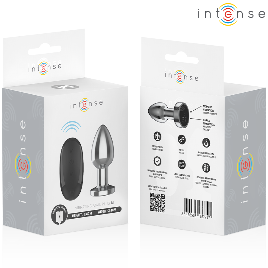 INTENSE - PLUG ANAL 10 VIBRACIONES METAL CON CONTROL REMOTO M 7 INTENSE - PLUG ANAL 10 VIBRACIONES METAL CON CONTROL REMOTO M - Imagen 7