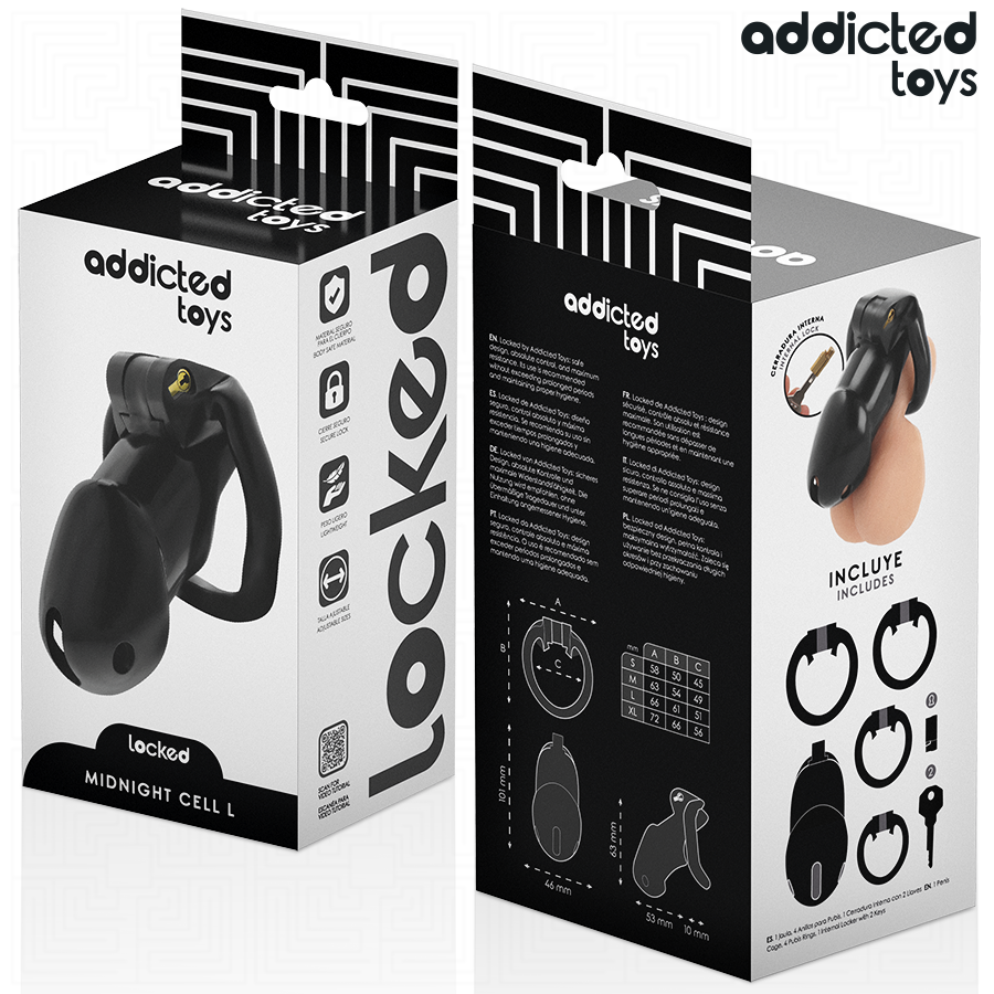 ADDICTED TOYS LOCKED - MINDNIGHT CELL JAULA PARA PENE TALLA L 7 ADDICTED TOYS LOCKED - MINDNIGHT CELL JAULA PARA PENE TALLA L - Imagen 7