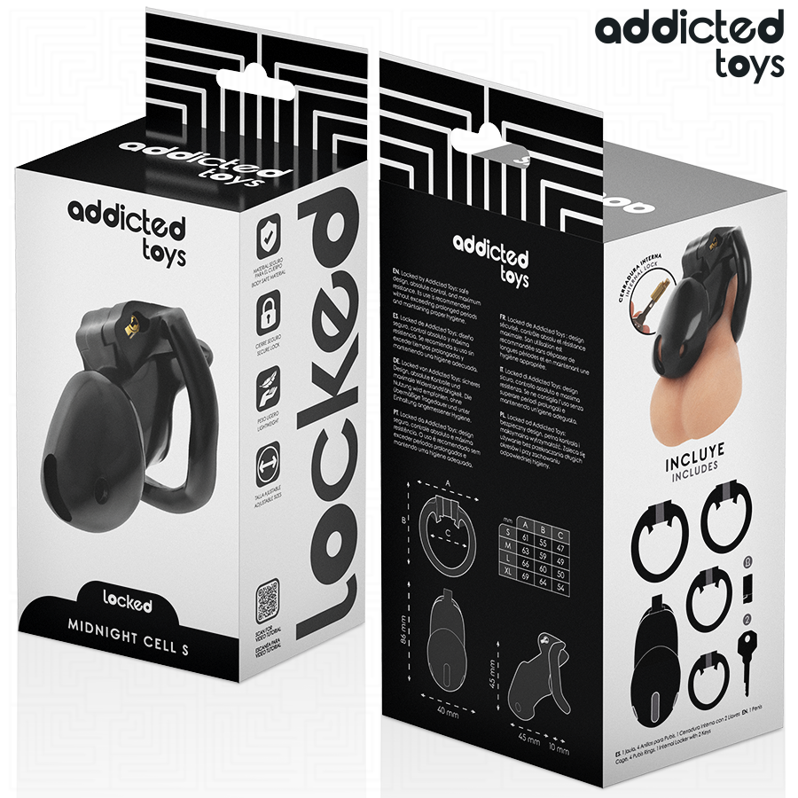 ADDICTED TOYS LOCKED - MINDNIGHT CELL JAULA PARA PENE TALLA S 6 ADDICTED TOYS LOCKED - MINDNIGHT CELL JAULA PARA PENE TALLA S - Imagen 6