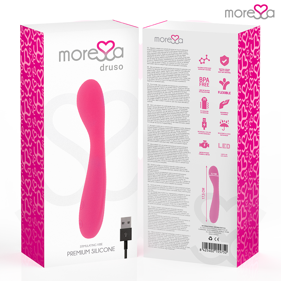 MORESSA - DRUSO MASAJEADOR DUO PUNTO G Y SUERO PELVICO PREMIUM SILICONE RECARGABLE 7 MORESSA - DRUSO MASAJEADOR DUO PUNTO G Y SUERO PELVICO PREMIUM SILICONE RECARGABLE - Imagen 7
