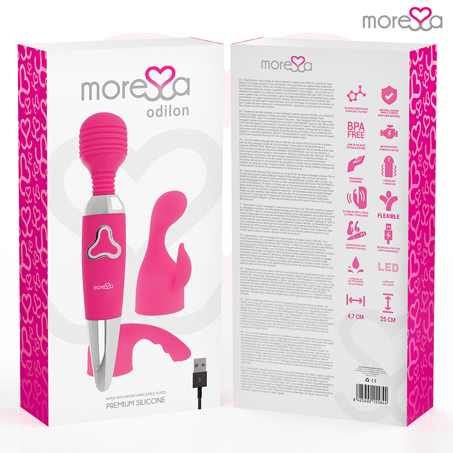 MORESSA - ODILON WAND POTENTE MOTOR MAS DOS CABEZALES PREMIUM SILICONE RECARGABLE 7 MORESSA - ODILON WAND POTENTE MOTOR MAS DOS CABEZALES PREMIUM SILICONE RECARGABLE - Imagen 7