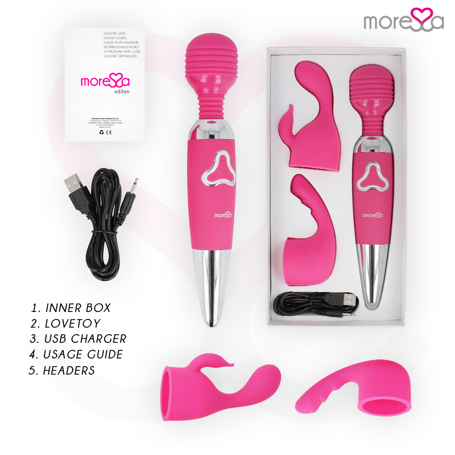 MORESSA - ODILON WAND POTENTE MOTOR MAS DOS CABEZALES PREMIUM SILICONE RECARGABLE 6 MORESSA - ODILON WAND POTENTE MOTOR MAS DOS CABEZALES PREMIUM SILICONE RECARGABLE - Imagen 6