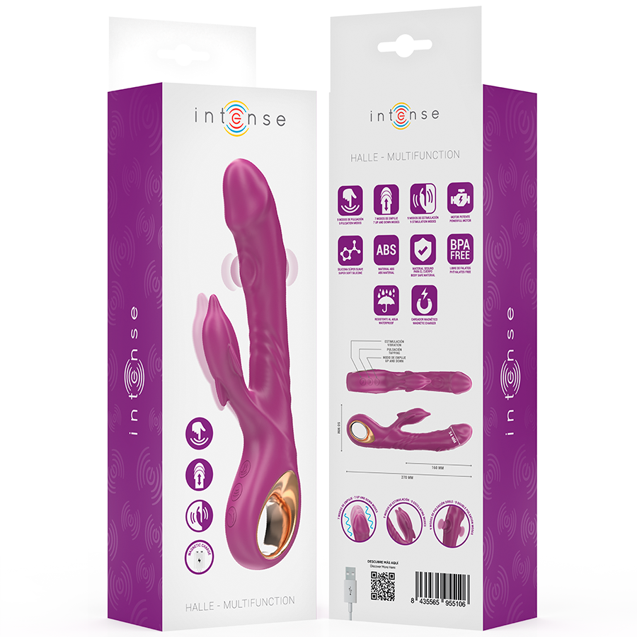 INTENSE - HALLE VIBRADOR MULTIFUNCIÓN CON LENGUA ESTIMULADORA EN FORMA DE DELFÍN MORADO 8 INTENSE - HALLE VIBRADOR MULTIFUNCIÓN CON LENGUA ESTIMULADORA EN FORMA DE DELFÍN MORADO - Imagen 8