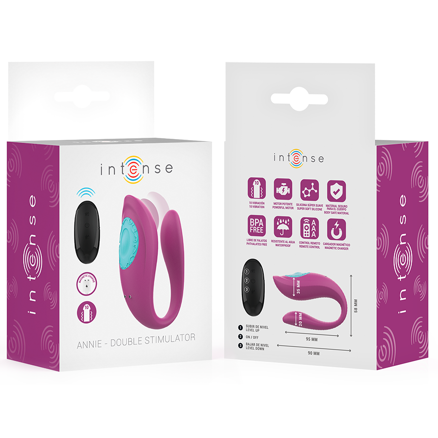 INTENSE - ANNIE ESTIMULADOR & VIBRADOR FORMA DE U MORADO CONTROL REMOTO 8 INTENSE - ANNIE ESTIMULADOR & VIBRADOR FORMA DE U MORADO CONTROL REMOTO - Imagen 8