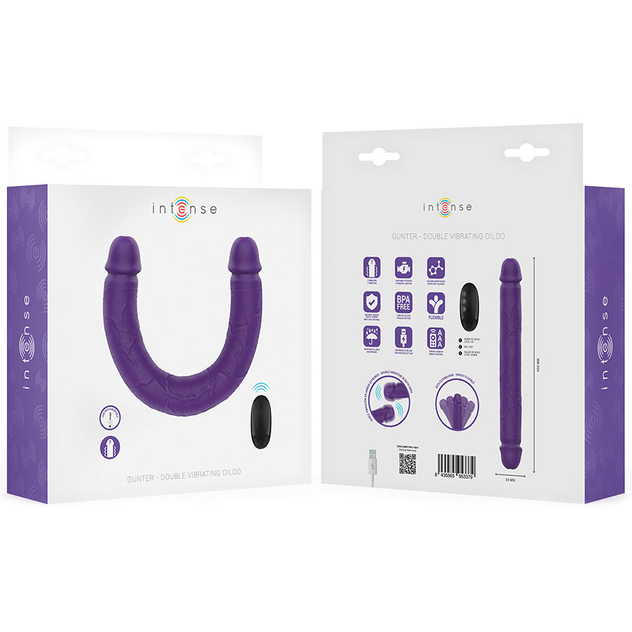 INTENSE - GUNTER DILDO DOBLE VIBRADOR 40 CM MORADO CONTROL REMOTO 7 INTENSE - GUNTER DILDO DOBLE VIBRADOR 40 CM MORADO CONTROL REMOTO - Imagen 7