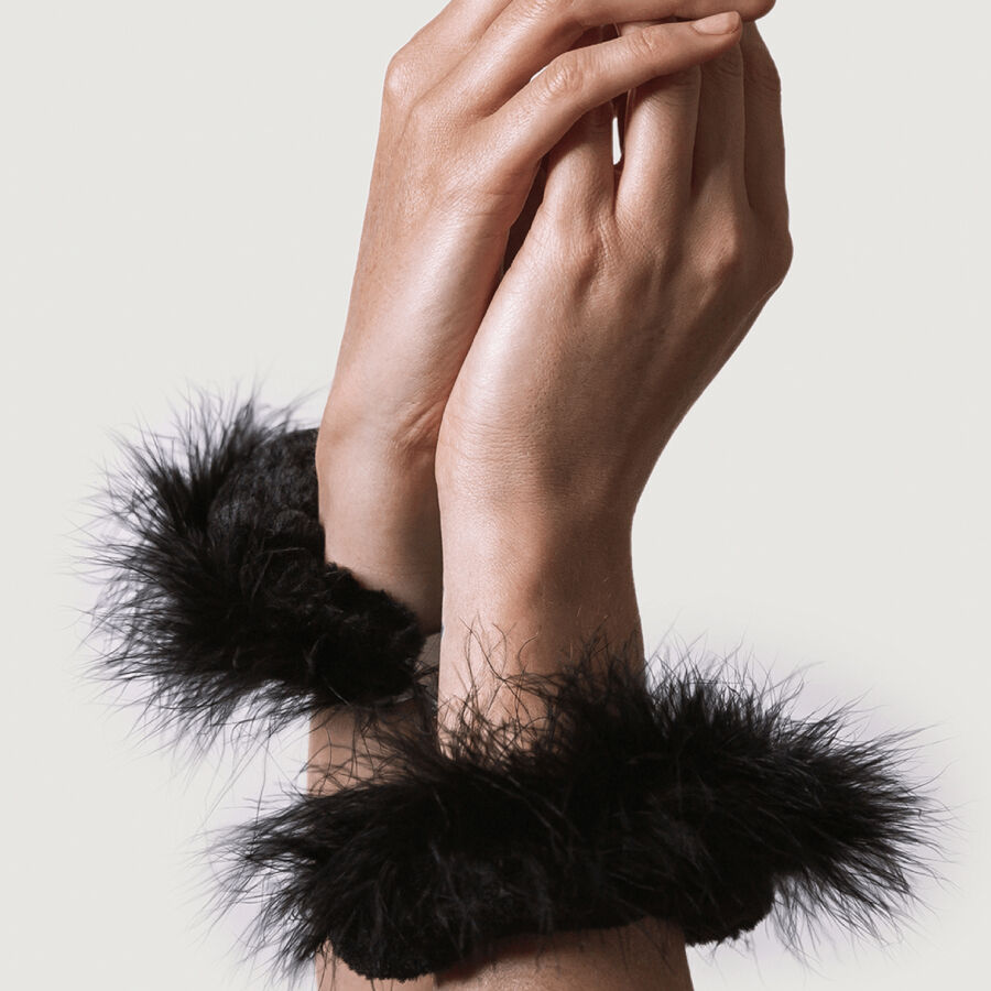 ADRIEN LASTIC - ESPOSAS METAL CON PLUMAS NEGRO 3 ADRIEN LASTIC - ESPOSAS METAL CON PLUMAS NEGRO - Imagen 3