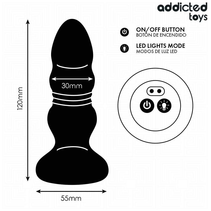ADDICTED TOYS - PLUG ANAL VIBRADOR THRUSTING Y LUZ LED CONTROL REMOTO 6 ADDICTED TOYS - PLUG ANAL VIBRADOR THRUSTING Y LUZ LED CONTROL REMOTO - Imagen 6